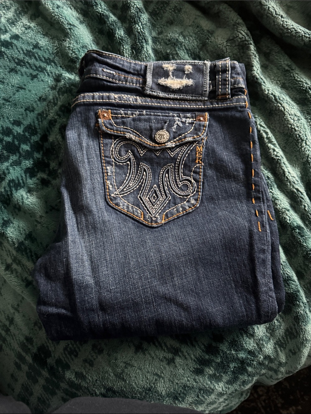 Mossimo Supply Co. Dark Blue Denim Jeans with Contrast Stitching